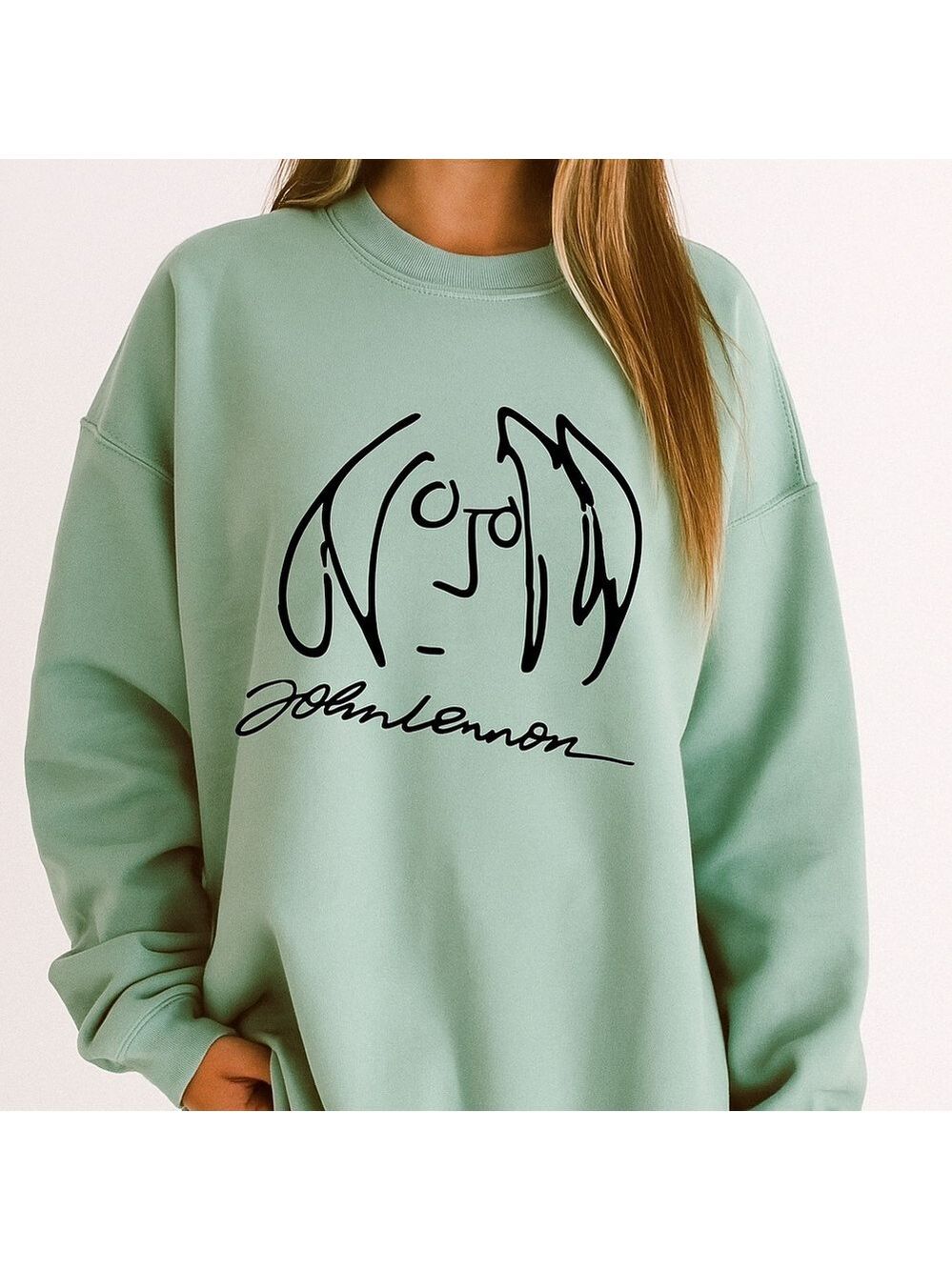 John Lennon Signature Style Oversized Sweatshirt - Comfy & Iconic